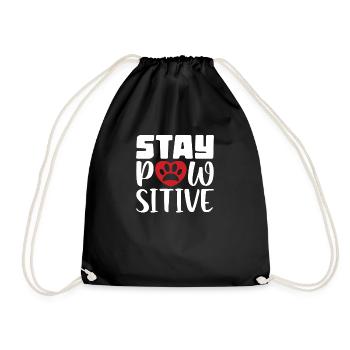 Stay Pawsitive Positive - Drawstring Bag - black - Front