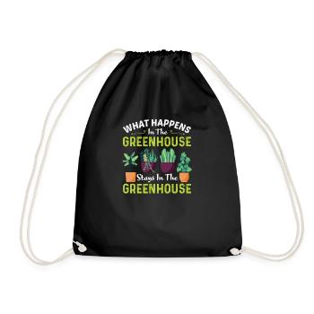 Greenhouse Gardener Gardening Bin on vacation - Drawstring Bag - black - Front