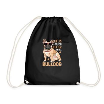 La vie est mieux bulldog chien propriétaire de chien - Sac de sport léger - noir - Devant