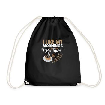 Coffee in the Morning Holy Spirit Peace Peace - Drawstring Bag - black - Front