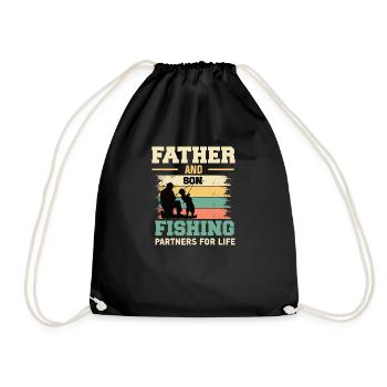 Pêche père fils rétro vintage cadeau de fête des pères - Sac de sport léger - noir - Devant