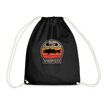 Fish Fishing Retro Vintage - Drawstring Bag - black - Front