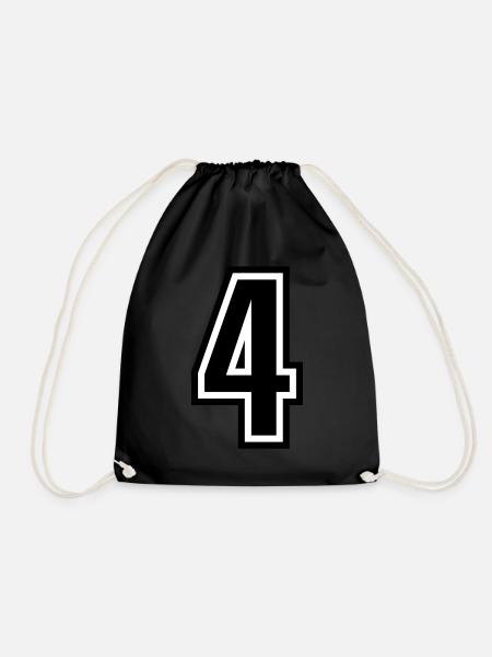 4 - Number 4 - Jersey number two-tone change color - Drawstring Bag - black