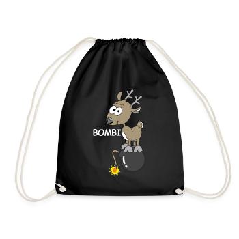 Bombi Cerf, images drôles, explosif - Sac de sport léger - noir - Devant