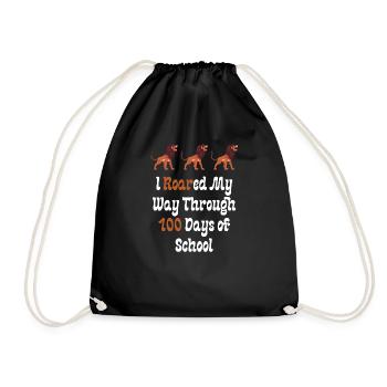I Roared My Way Through 100 Days of School - Drawstring Bag - black - Front