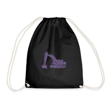 Excavator Driver Silhouette - Construction Equipment Operator - Drawstring Bag - black - Front
