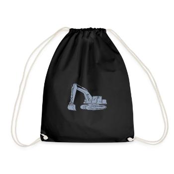 Excavator Driver Silhouette Design - For Construction Equipment Operator - Drawstring Bag - black - Front
