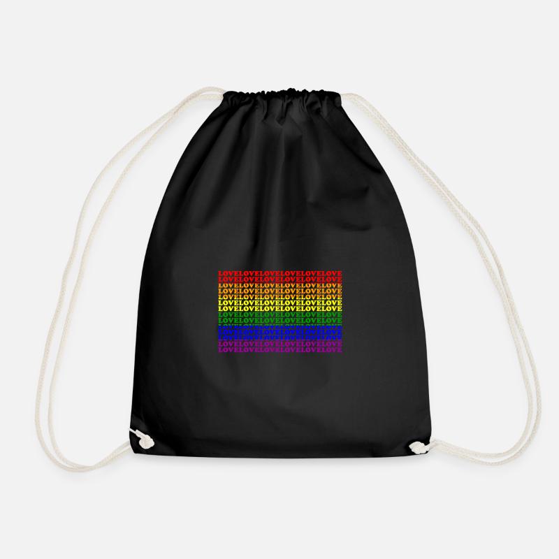 Gay Pride Love Flag - Drawstring Bag - black