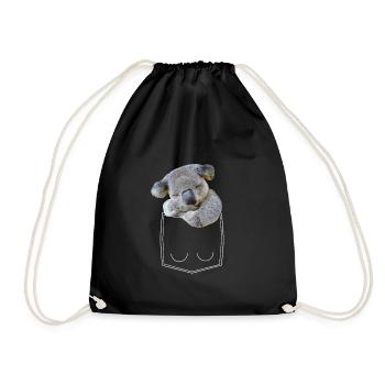 Koala ours en poche poitrine poche chemise - Sac de sport léger - noir - Devant