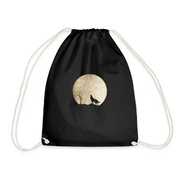 Loup hurlant avec la lune - Sac de sport léger - noir - Devant