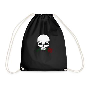 Rose And Skull - Drawstring Bag - black - Front
