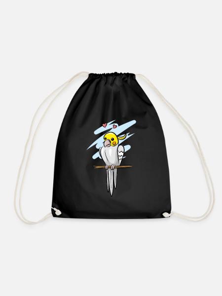 Cockatiel - Drawstring Bag - black