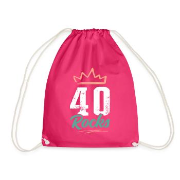 40 years old rocks - Drawstring Bag - fuchsia - Front