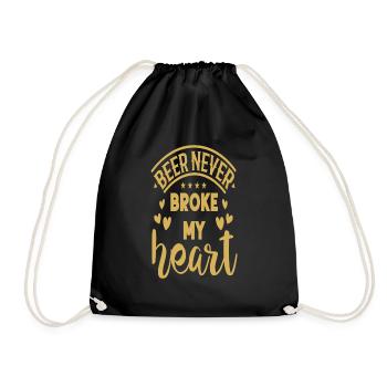 Beer never broke my Heart - Drawstring Bag - black - Front