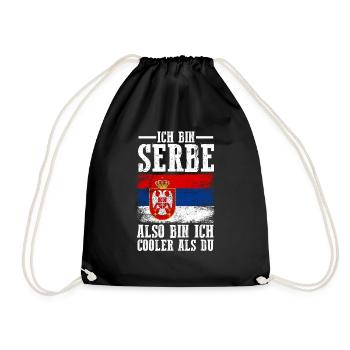 Serbien Serbe Serbisches - Turnbeutel - Schwarz - Vorne