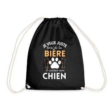 Boire une bière et caresser mon chien - Sac de sport léger - noir - Devant
