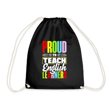 ESL Teacher Linguist Multilingual Teaching Proud - Drawstring Bag - black - Front