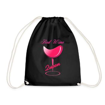 Red Wine Queen Awesome Wine Lover T-Shirt - Drawstring Bag - black - Front