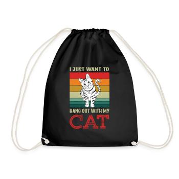 Cats Funny Owner Lover Just Want Hang Out With Cat - Turnbeutel - Schwarz - Vorne