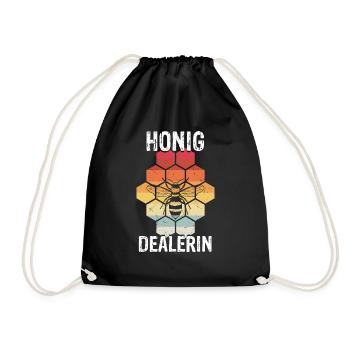Honig Dealerin - Imkerin Honigdealer Biene Geschen - Turnbeutel - Schwarz - Vorne