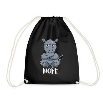 Nope Hippopotamus I Funny Lazy Hippo - Turnbeutel - Schwarz - Vorne