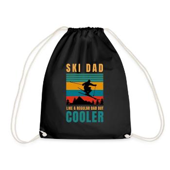 ski dad like regular dad but cooler - Drawstring Bag - black - Front