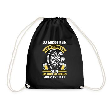 Dart Bier Dartsport Geschenk - Turnbeutel - Schwarz - Vorne