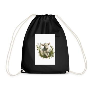 Baby goat in gras Little lamp for Easter - Turnbeutel - Schwarz - Vorne
