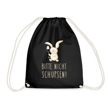 Hase, Ei und Spruch - Turnbeutel - Schwarz - Vorne