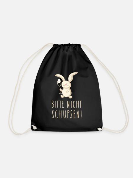 Hase, Ei und Spruch - Turnbeutel - Schwarz