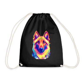 dogs dog dog dog owner german shepherd dog owner - Drawstring Bag - black - Front