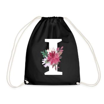 Lettre i floral - Sac de sport léger - noir - Devant