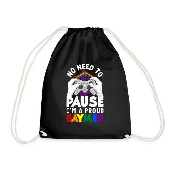 No need to pause - I'm a proud gaymer LGBTQ+ - Turnbeutel - Schwarz - Vorne