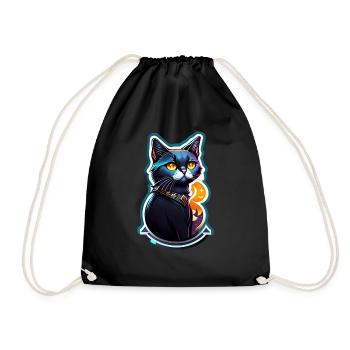 Black Cat and Magic - Drawstring Bag - black - Front