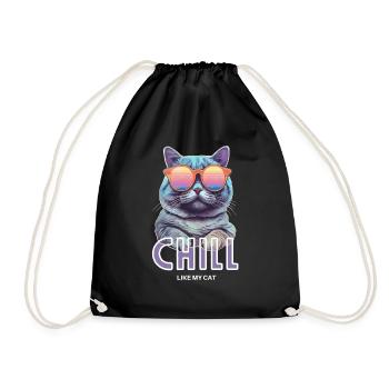 Chill like my cat - Drawstring Bag - black - Front