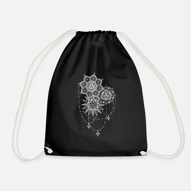 Celtic Henna Mandala Tattoo, blanc - Sac de sport léger - noir