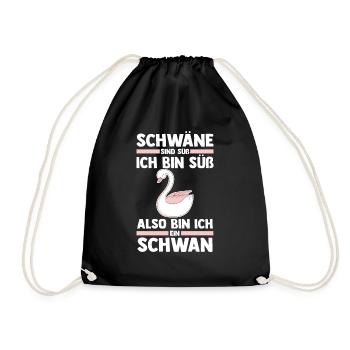 Schwan - Turnbeutel - Schwarz - Vorne
