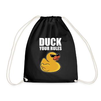 Funny Duckling Cool Rubber Duck Your Rules - Drawstring Bag - black - Front