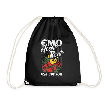 Emoticon Emo Heartbeat USA Edition Emocore - Drawstring Bag - black - Front