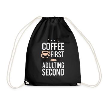 Coffee First T-Shirt - Für Kaffeeliebhaber - Turnbeutel - Schwarz - Vorne