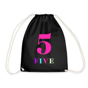 Five -5th Anniversary - Drawstring Bag - black - Front