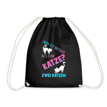 Was Ist Besser Als Eine Katze Zwei Katzen Kater Ka - Turnbeutel - Schwarz - Vorne