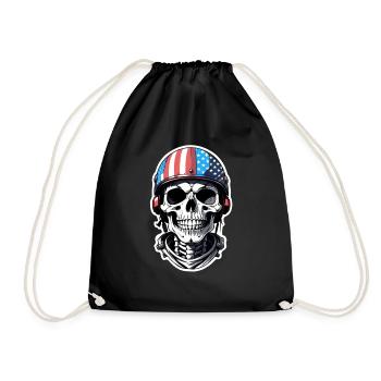 moto style retro - crane et squelette - Sac de sport léger - noir - Devant