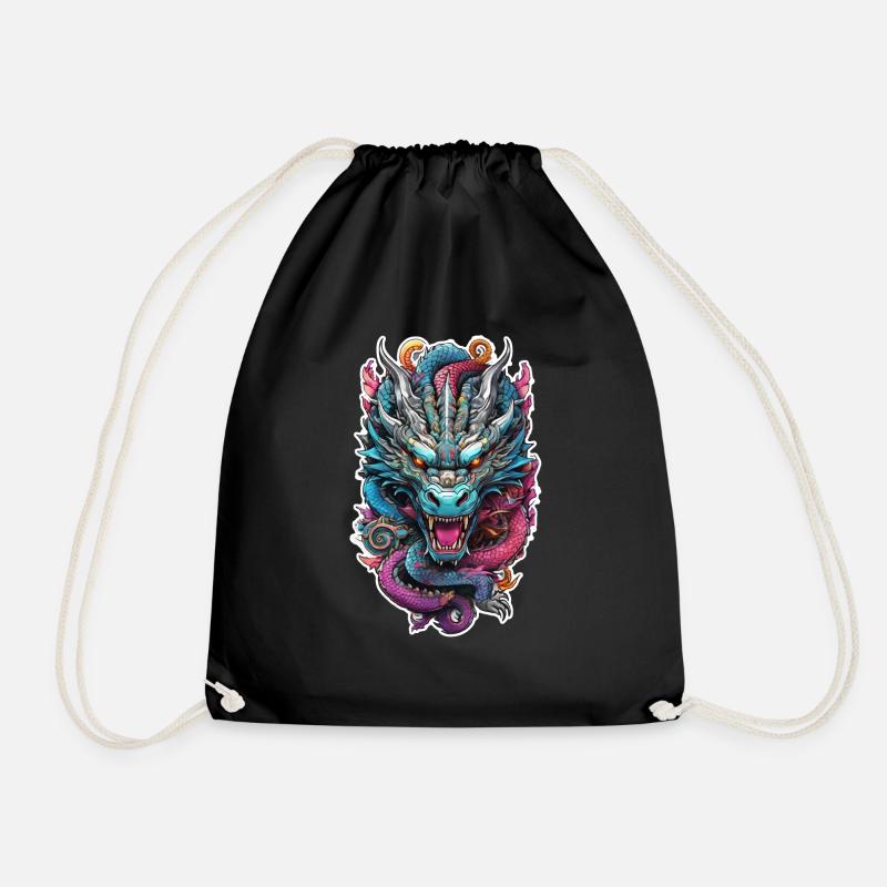 Asiatischer Drache - Japan - Chinesisch - Turnbeutel - Schwarz