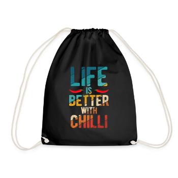 Life Is Better With Chilli Peperoni Jalapeno Spruc - Turnbeutel - Schwarz - Vorne