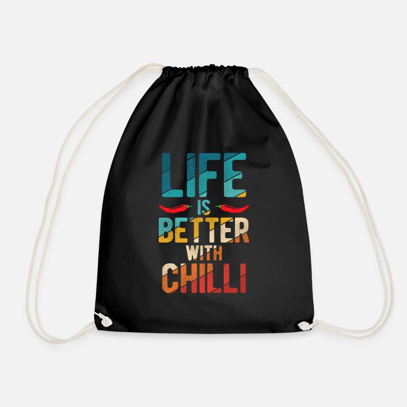 Life Is Better With Chilli Peperoni Jalapeno Spruc - Turnbeutel - Schwarz