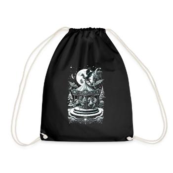 Mythical Holiday Carousel Fantasy Creature - Drawstring Bag - black - Front