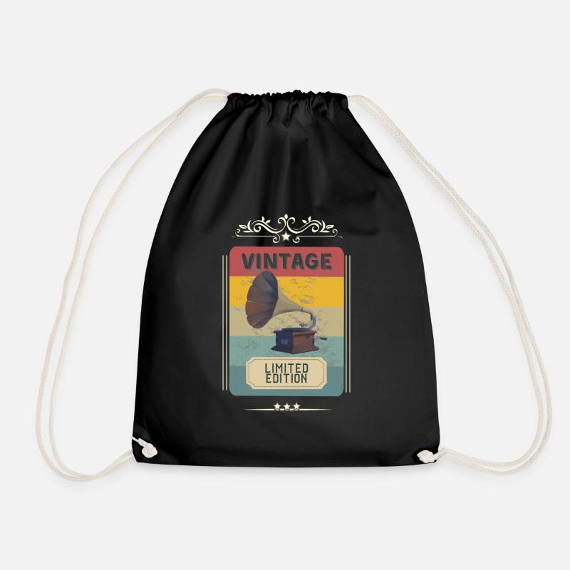 Vintage gramophone - limited edition - Drawstring Bag - black
