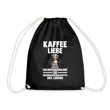 Kaffee Hund Dalmatiner - Turnbeutel - Schwarz - Vorne