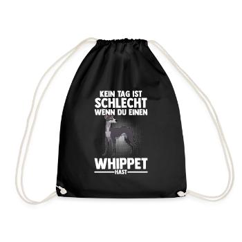 Hund Whippet - Turnbeutel - Schwarz - Vorne